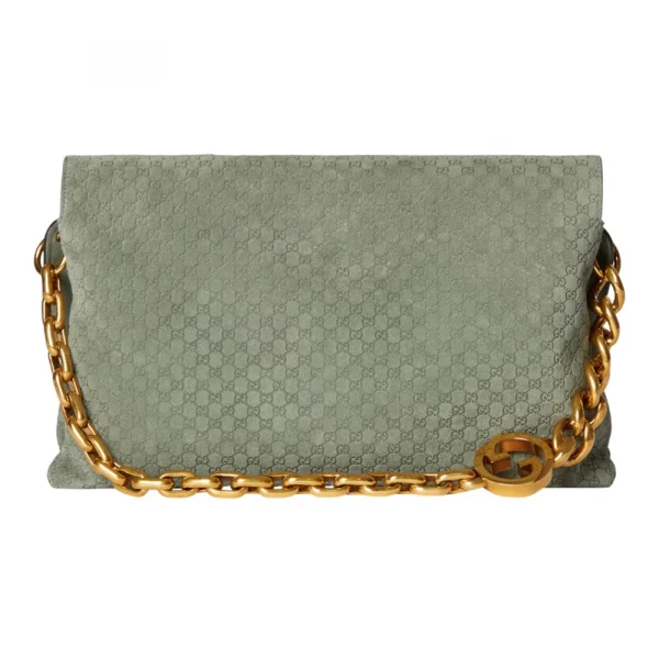 Gucci Large Shoulder Bag With Chain - Green