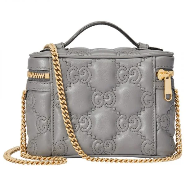 Gucci Grey Matelasse Leather Mini Top Handle Bag