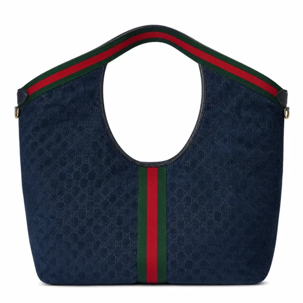Gucci Giglio GG Suede Oversized Tote Bag - Blue