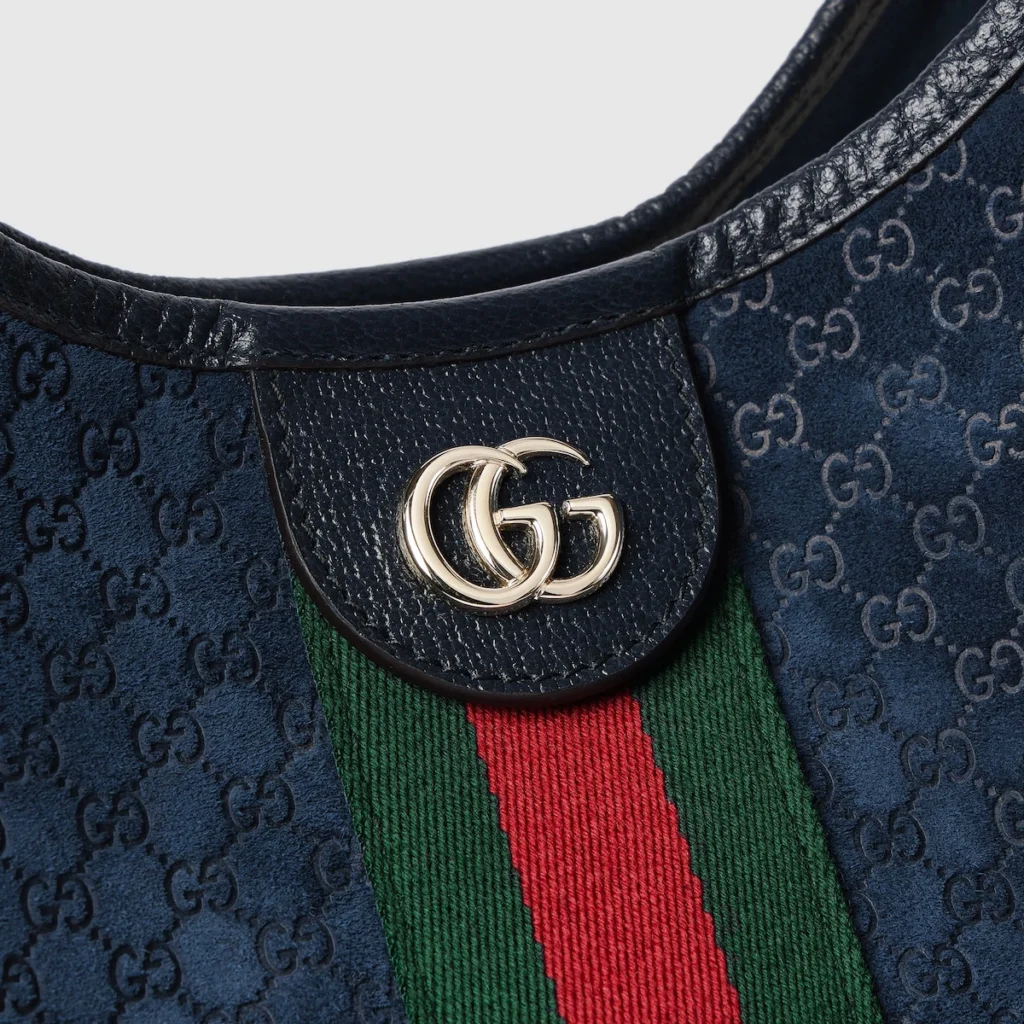 Gucci Giglio GG Suede Oversized Tote Bag - Blue