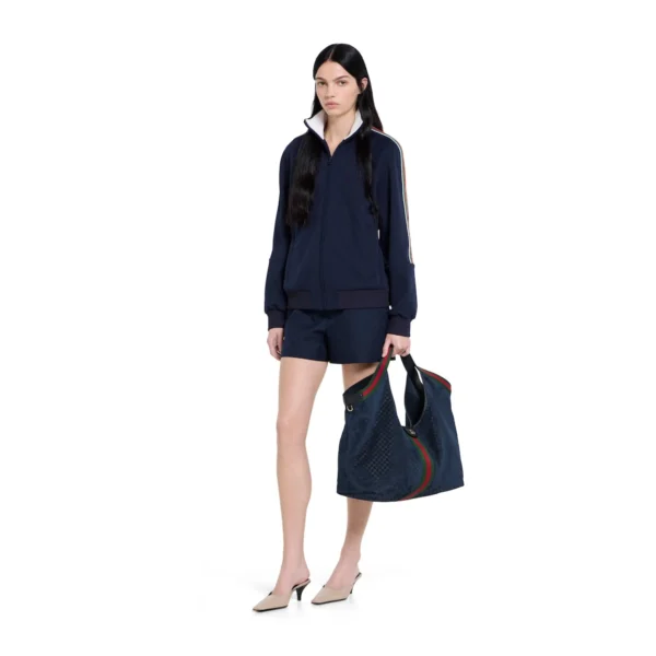 Gucci Giglio GG Suede Oversized Tote Bag - Blue