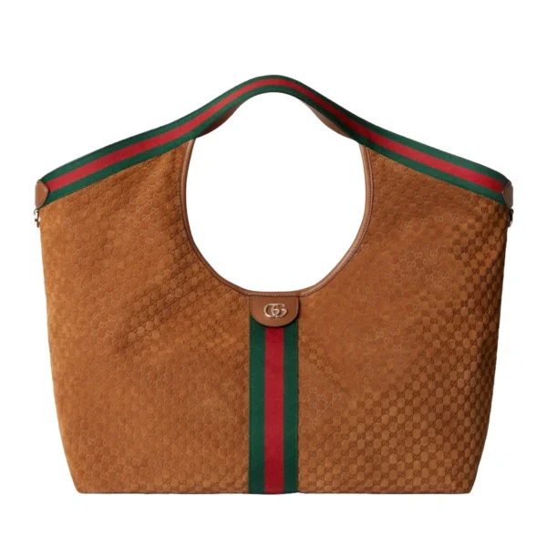 Gucci Giglio GG Suede Oversized Tote Bag - Brown