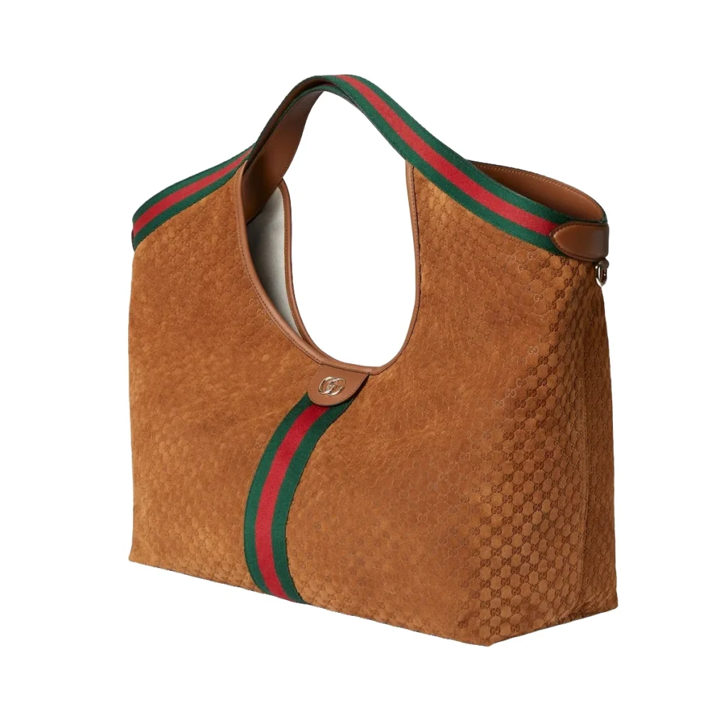 Gucci Giglio GG Suede Oversized Tote Bag - Brown