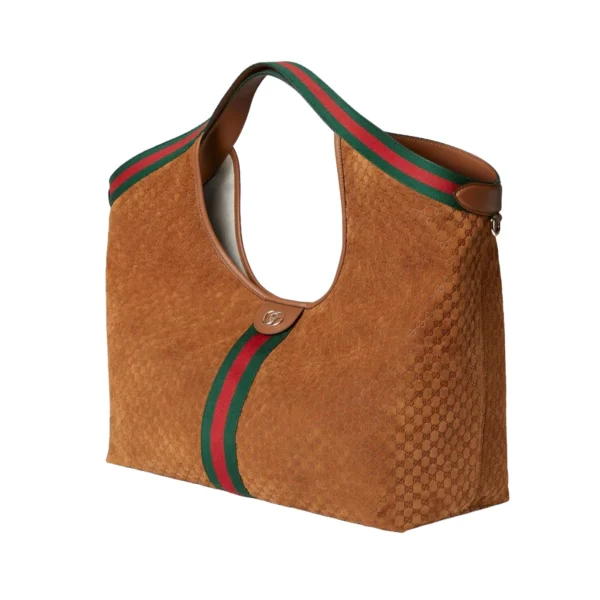 Gucci Giglio GG Suede Oversized Tote Bag - Brown
