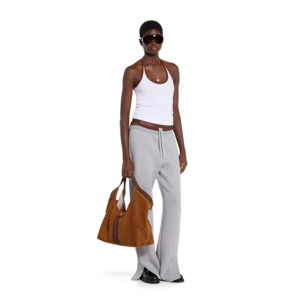 Gucci Giglio GG Suede Oversized Tote Bag - Brown