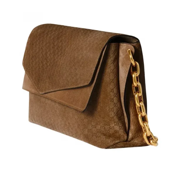 Gucci Large Shoulder Bag With Chain - Brown