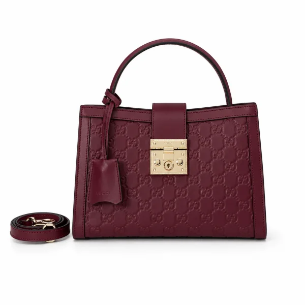 Gucci Padlock Medium Top Handle Bag - Burgundy