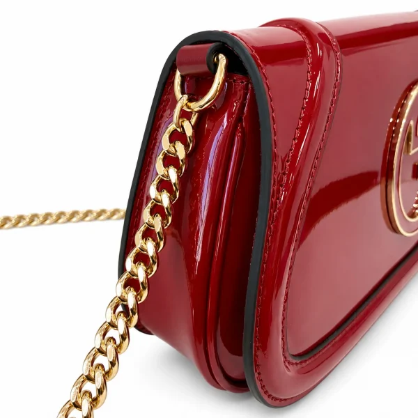 Gucci Blondie Patent Leather Chain Bag - Burgundy