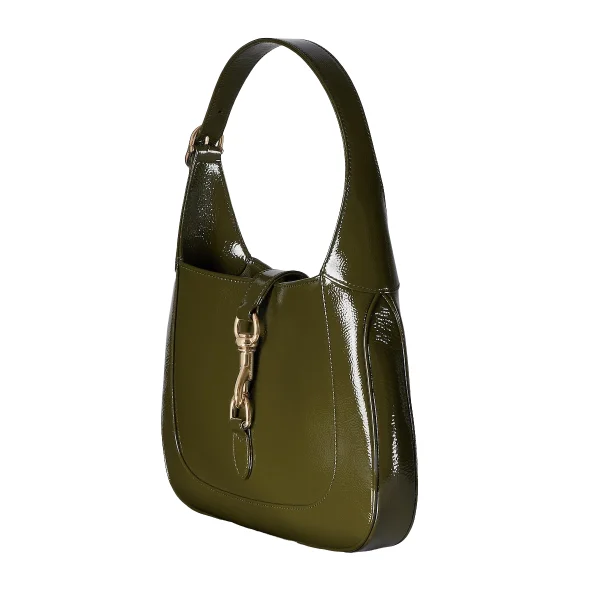 Gucci Jackie small patent-leather shoulder - Khaki / Olive