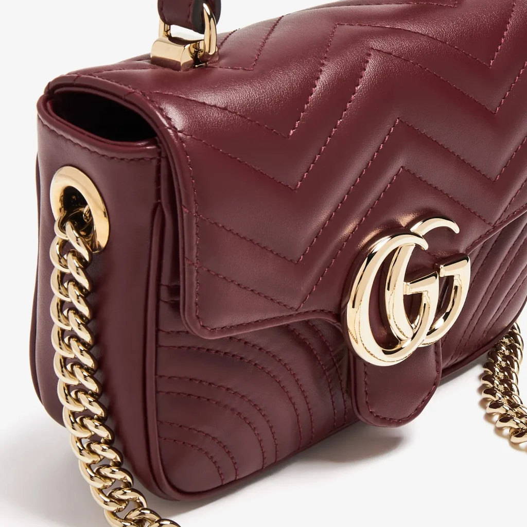 Gucci GG Marmont Mini Top Handle Bag - Burgundy