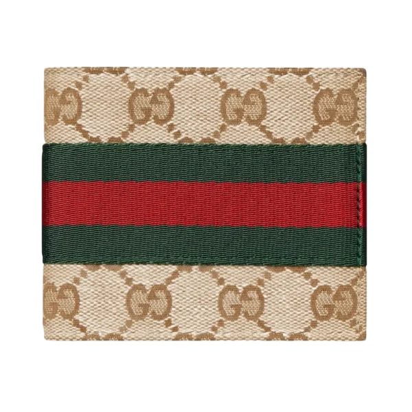 Gucci Bi-Fold Wallet With Web - Beige