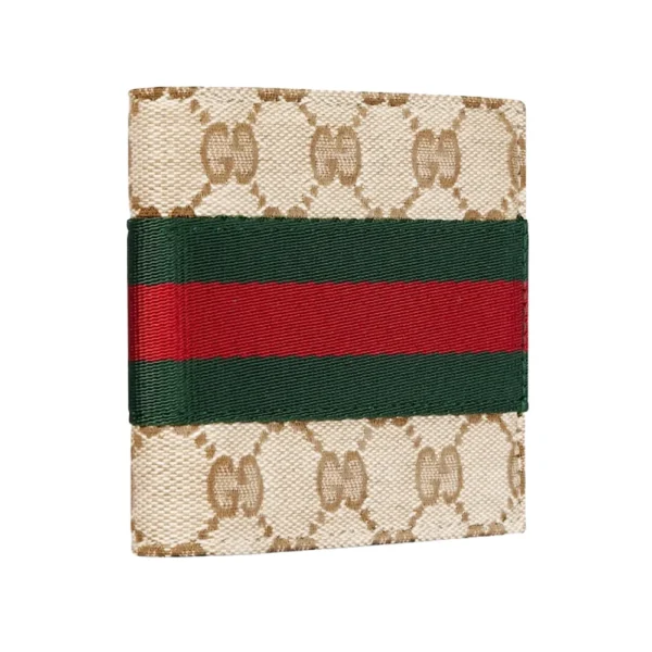 Gucci Bi-Fold Wallet With Web - Beige