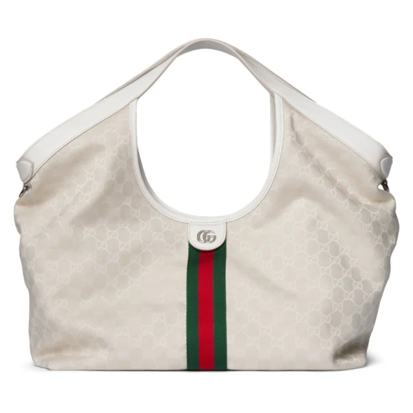 Gucci Giglio GG Suede Oversized Tote Bag - White
