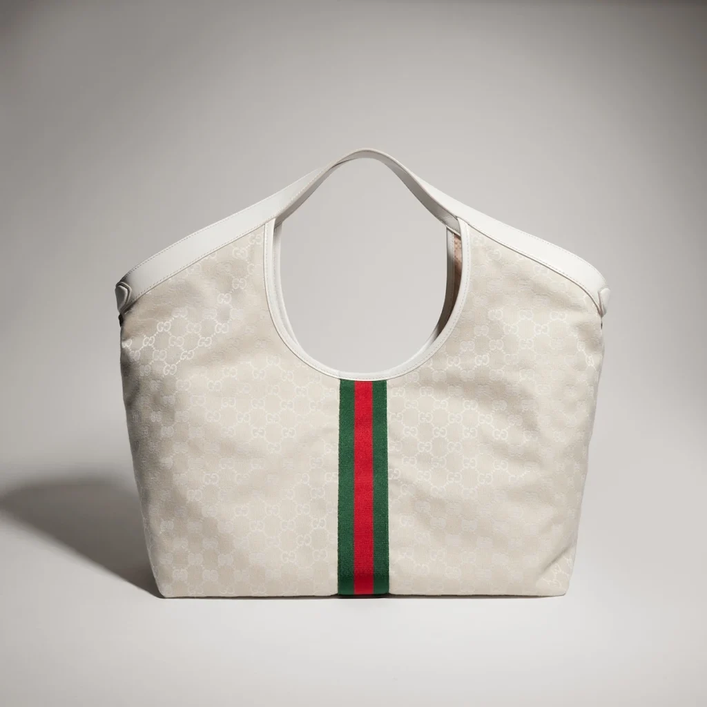 Gucci Giglio GG Suede Oversized Tote Bag - White