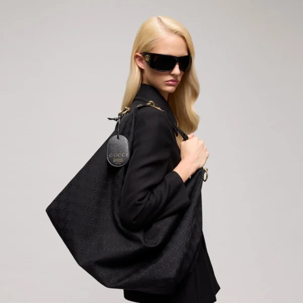 Gucci Brera Large Crossbody Bag GG Canvas Black