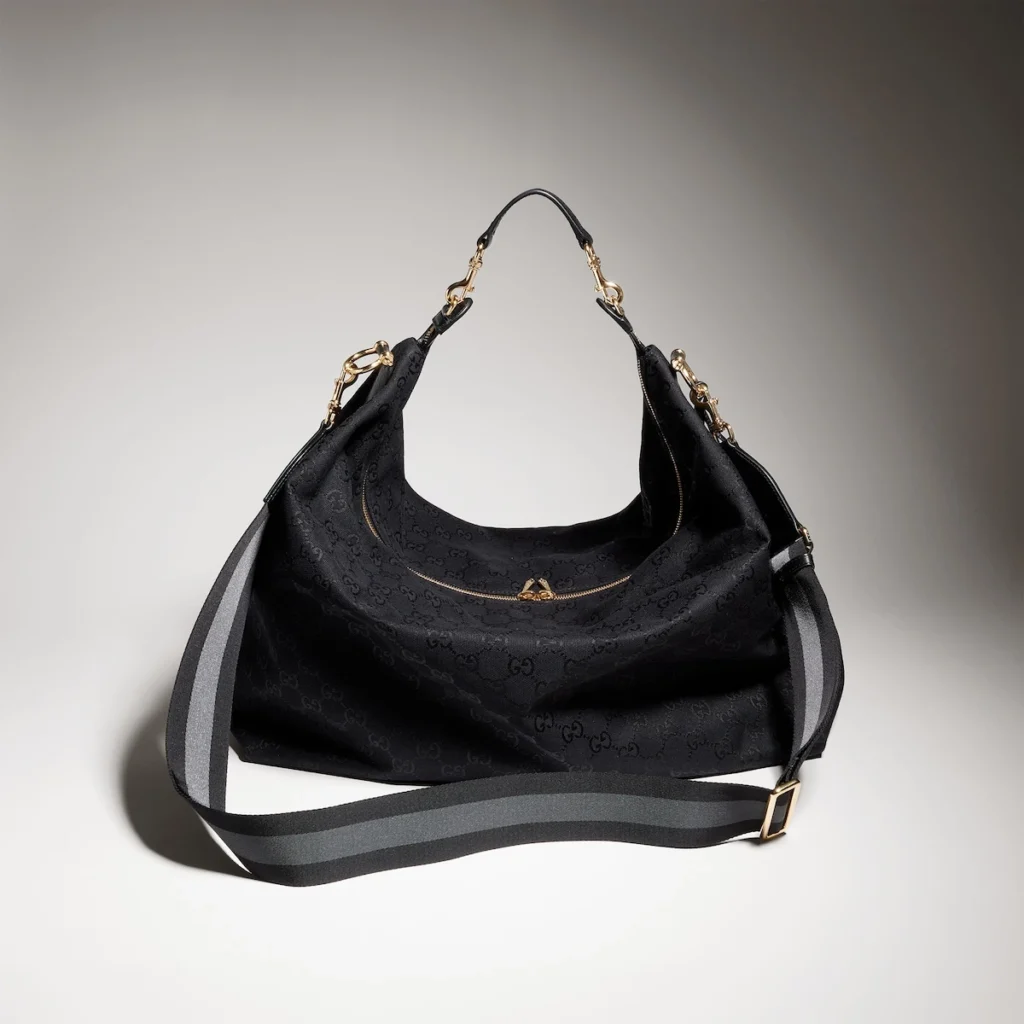 Gucci Brera Large Crossbody Bag GG Canvas Black