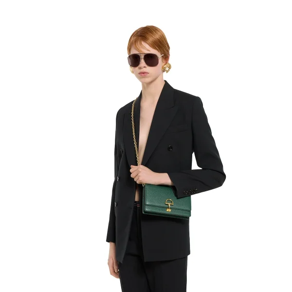 Gucci Half Horsebit Wallet On Chain - Green