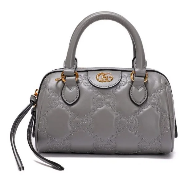 Gucci Grey Stitched Leather Matelassè Mini Bag