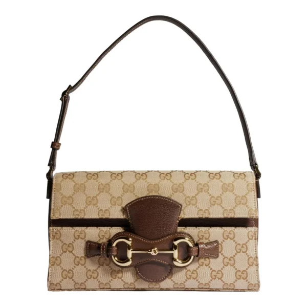 Gucci Horsebit Ristretto Medium Shoulder Bag - Beige
