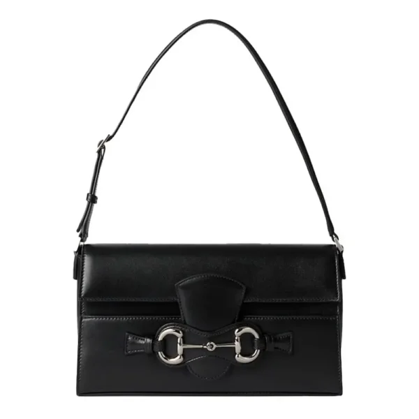 Gucci Horsebit Ristretto Medium Shoulder Bag - Black