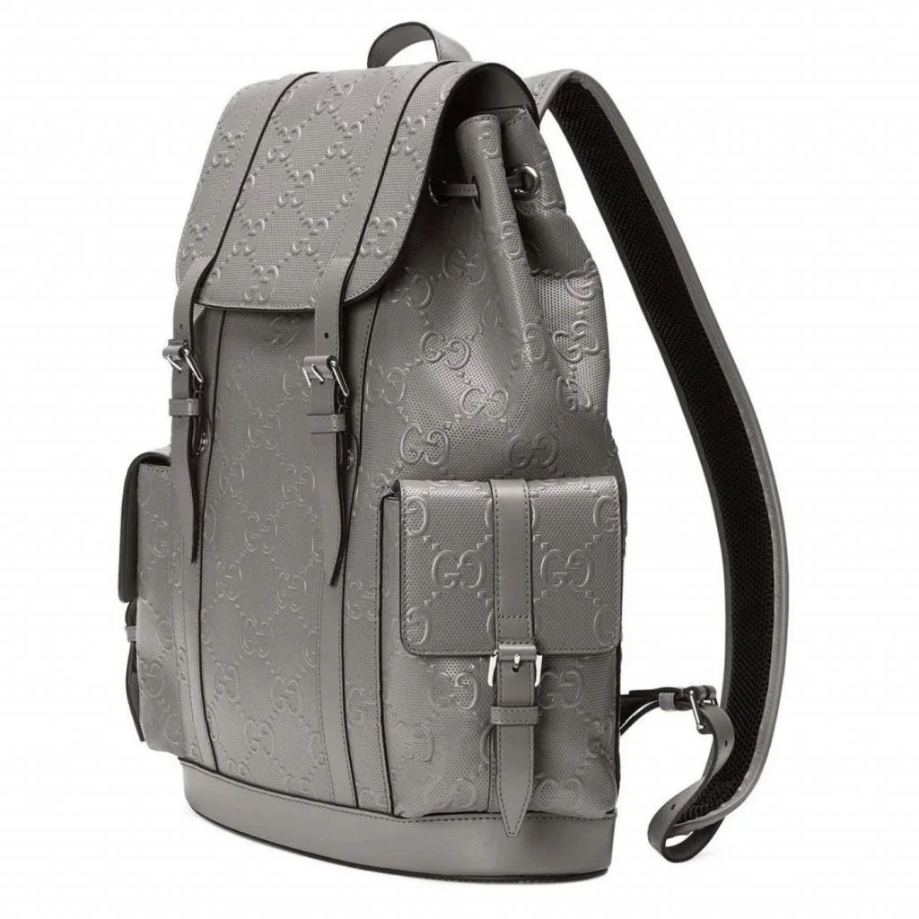 Gucci Leather Logo Embossed Backpack