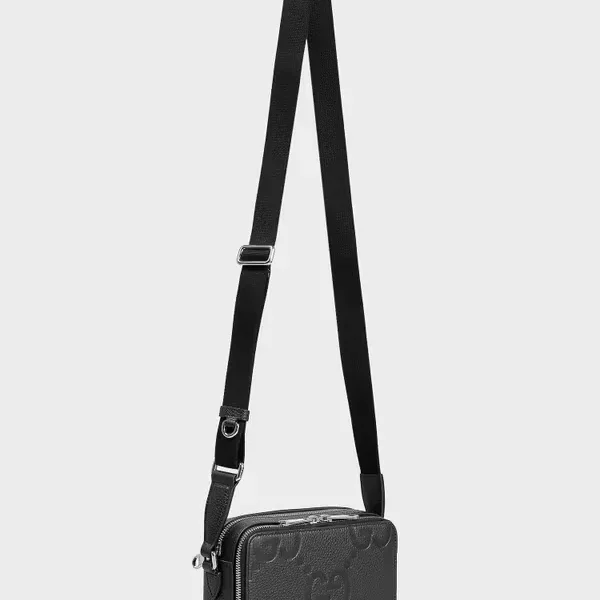 Gucci Jumbo GG Leather Small Crossbody Bag Black