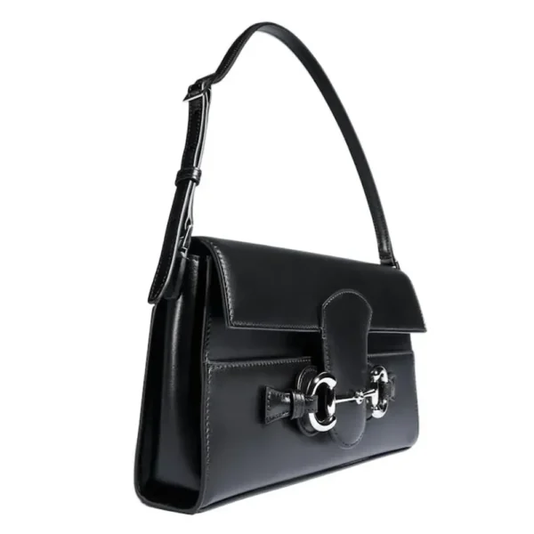 Gucci Horsebit Ristretto Medium Shoulder Bag - Black