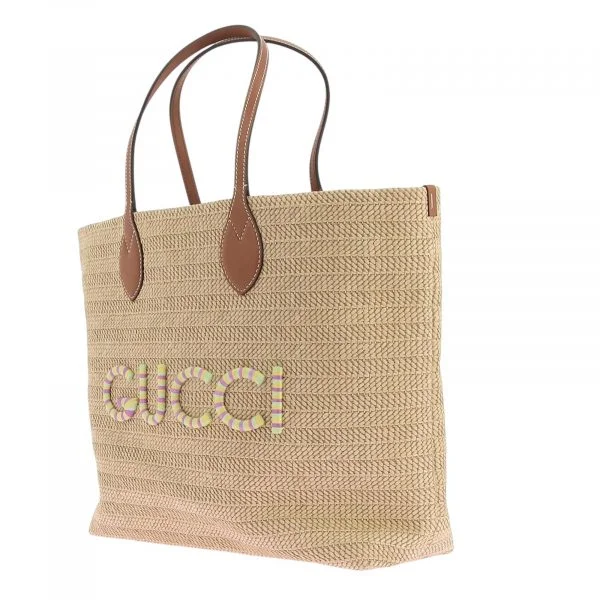 Gucci Small straw-effect tote