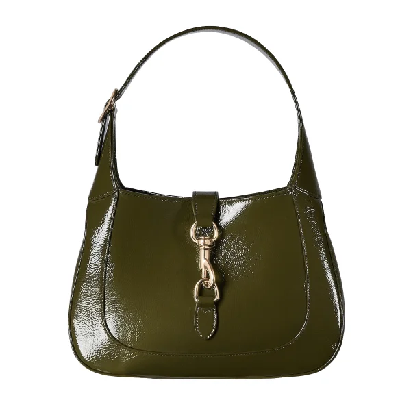 Gucci Jackie small patent-leather shoulder - Khaki / Olive