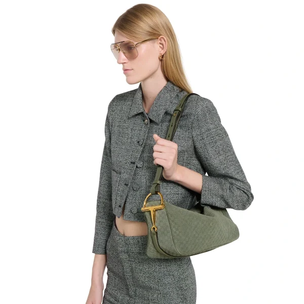 Gucci Half Horsebit Medium Shoulder Bag - Green