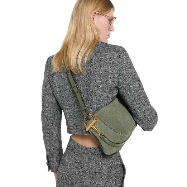 Gucci Half Horsebit Medium Shoulder Bag - Green