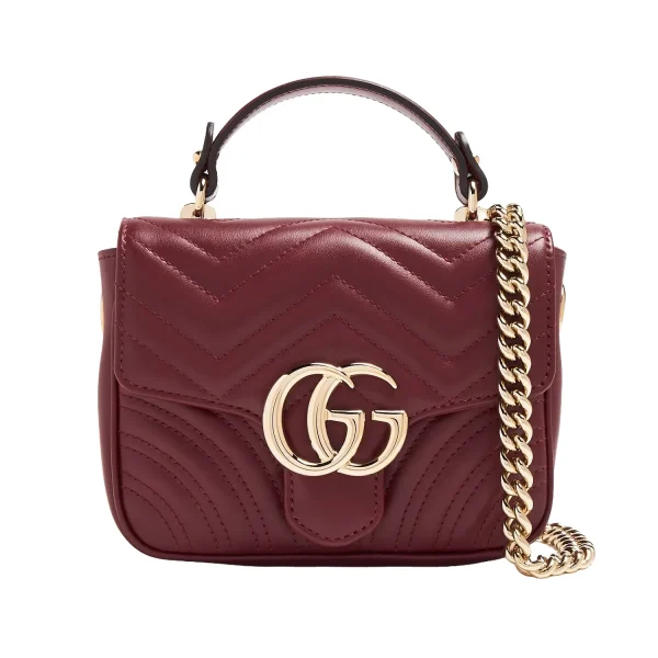 Gucci GG Marmont Mini Top Handle Bag - Burgundy