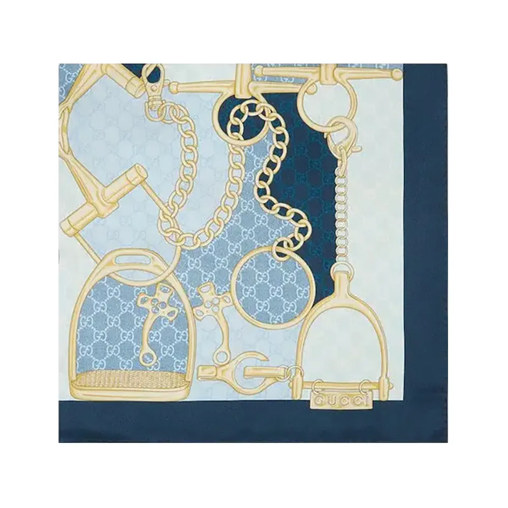 Gucci Horsebit Silk Carré Scarf - Blue
