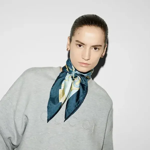 Gucci Horsebit Silk Carré Scarf - Blue