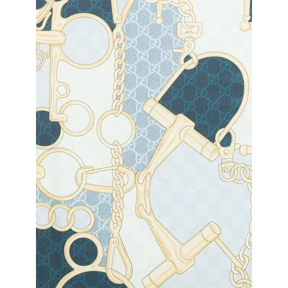 Gucci Horsebit Silk Carré Scarf - Blue