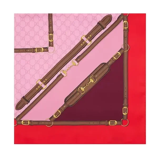Gucci Belt Print Silk Carré Scarf - Pink