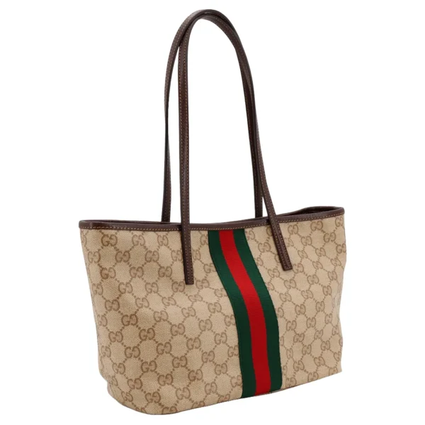 Gucci Tribeca Small Tote Bag Beige Ebony GG Canvas