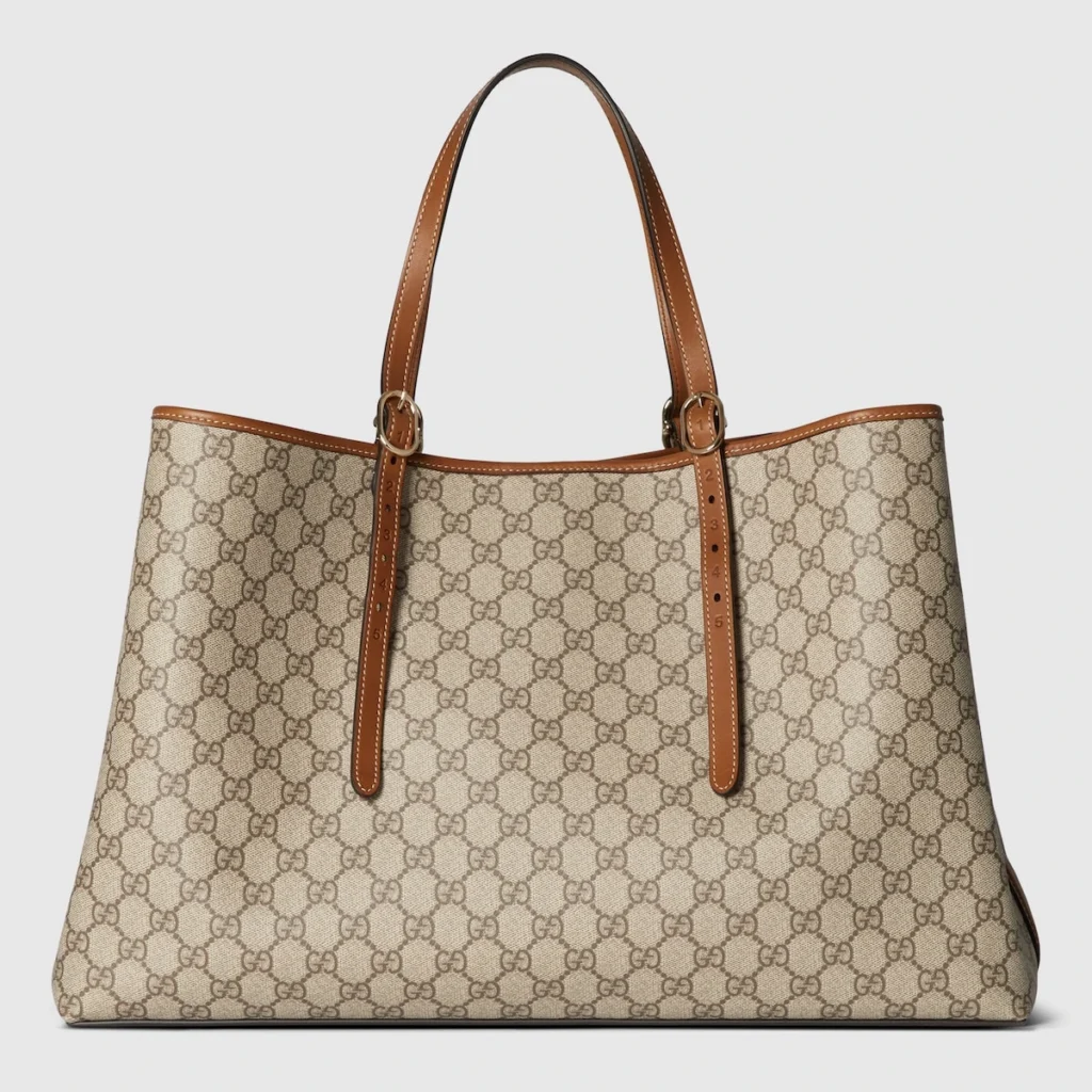 Gucci GG Emblem Maxi Tote Bag Beige Ebony GG Canvas