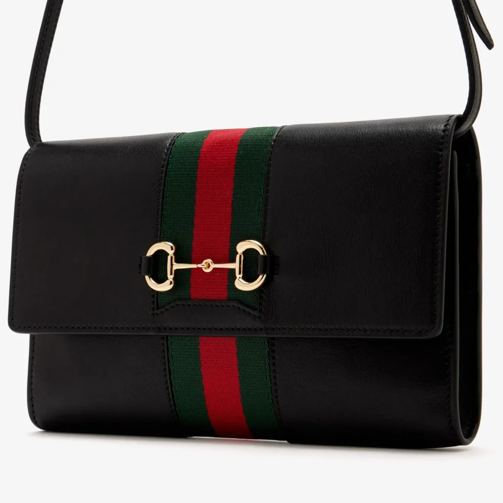 Gucci Horsebit Web Wallet With Strap - Black