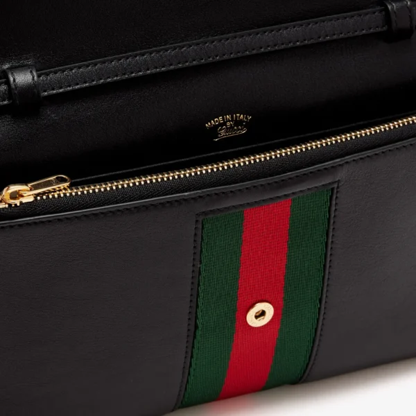 Gucci Horsebit Web Wallet With Strap - Black