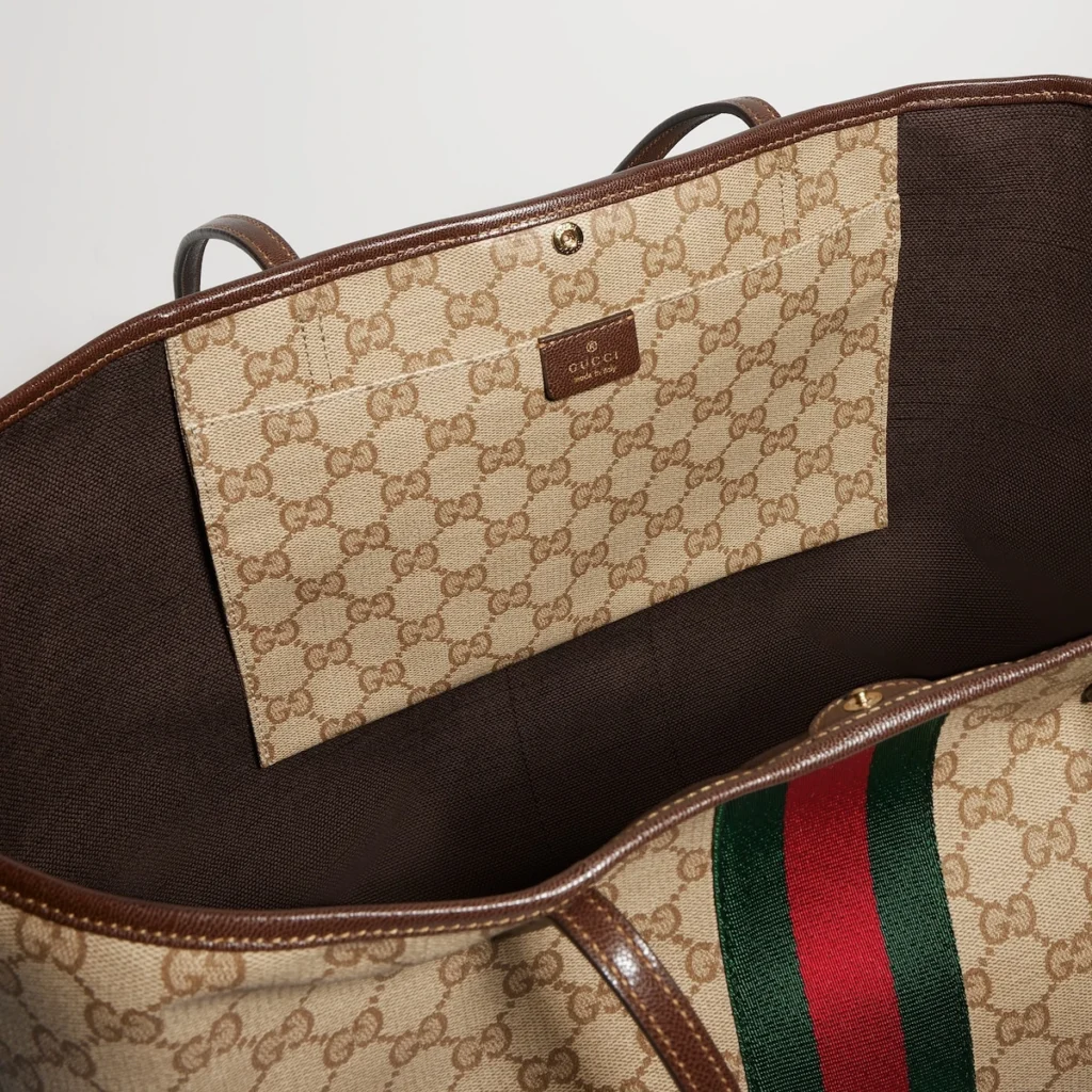 Gucci Tribeca Large Tote Bag Beige Ebony GG Canvas