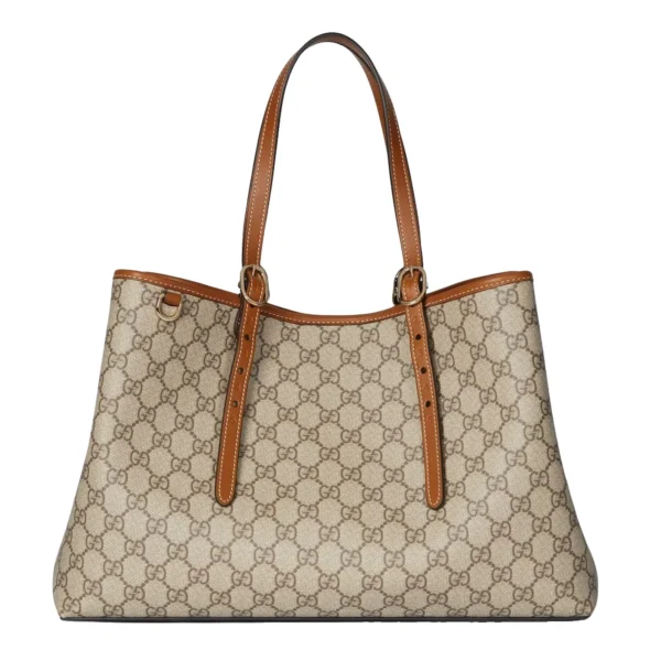 Gucci GG Emblem Large Tote Bag Beige Ebony GG