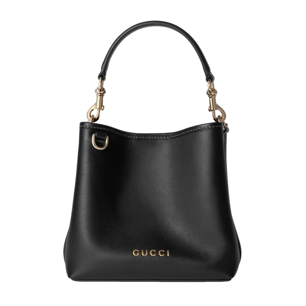 Gucci GG Emblem Small Bucket Bag - Black