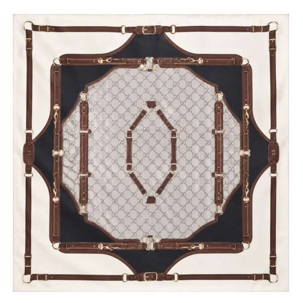 Gucci Equestrian Silk Carré Scarf White