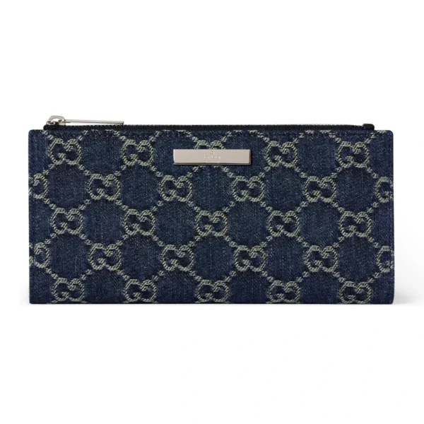 Gucci Web Zip Around Wallet - Blue