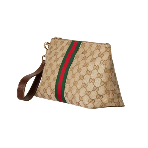 Gucci Web Trademark Medium Pouch - Beige
