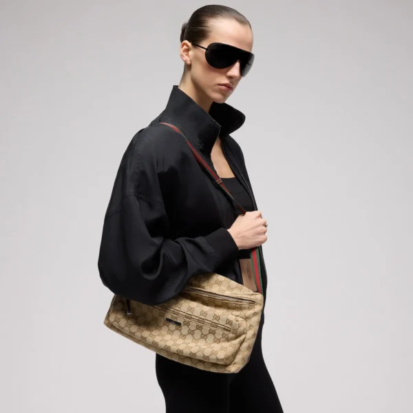 Gucci Tag Medium Crossbody Bag Beige