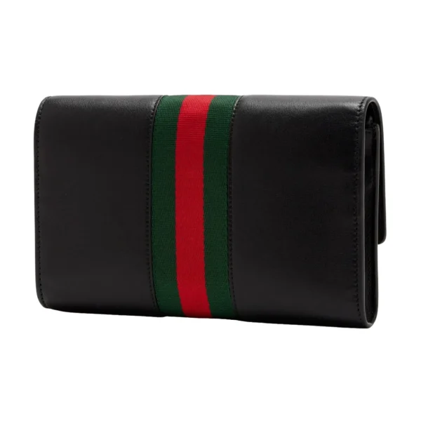 Gucci Horsebit Web Wallet With Strap - Black