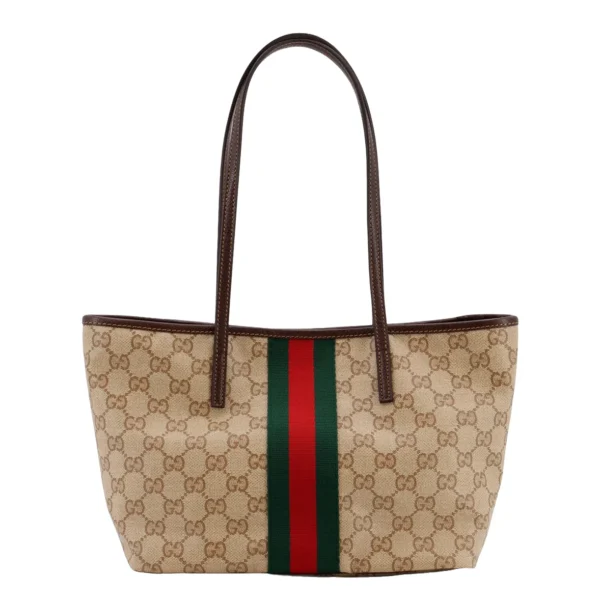 Gucci Tribeca Small Tote Bag Beige Ebony GG Canvas