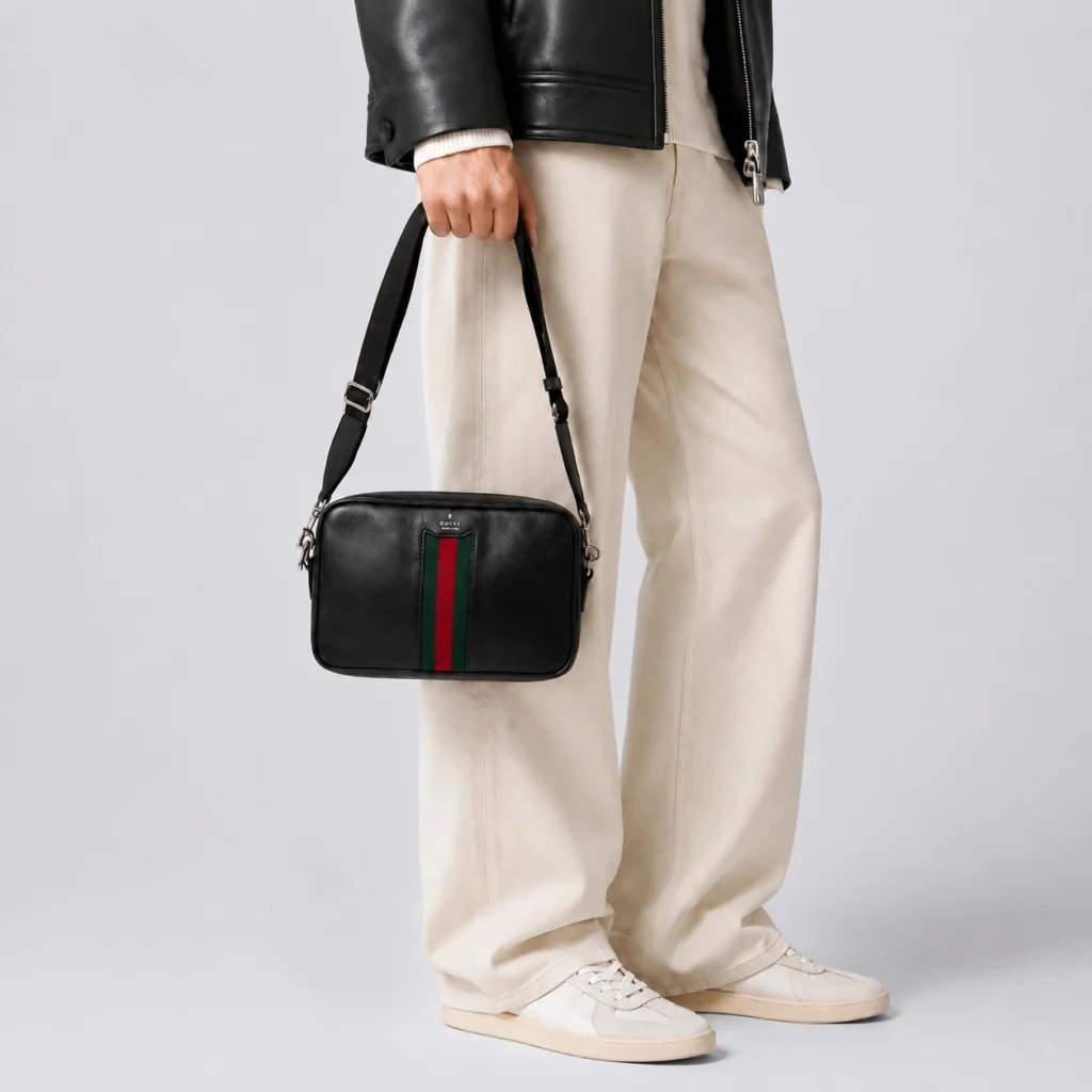 Gucci Web Trademark Small Crossbody Bag - Black